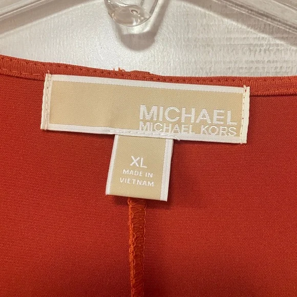 Michael Kors Orange Long Sleeve Knee LengthWrap-Look Dress Sz XL